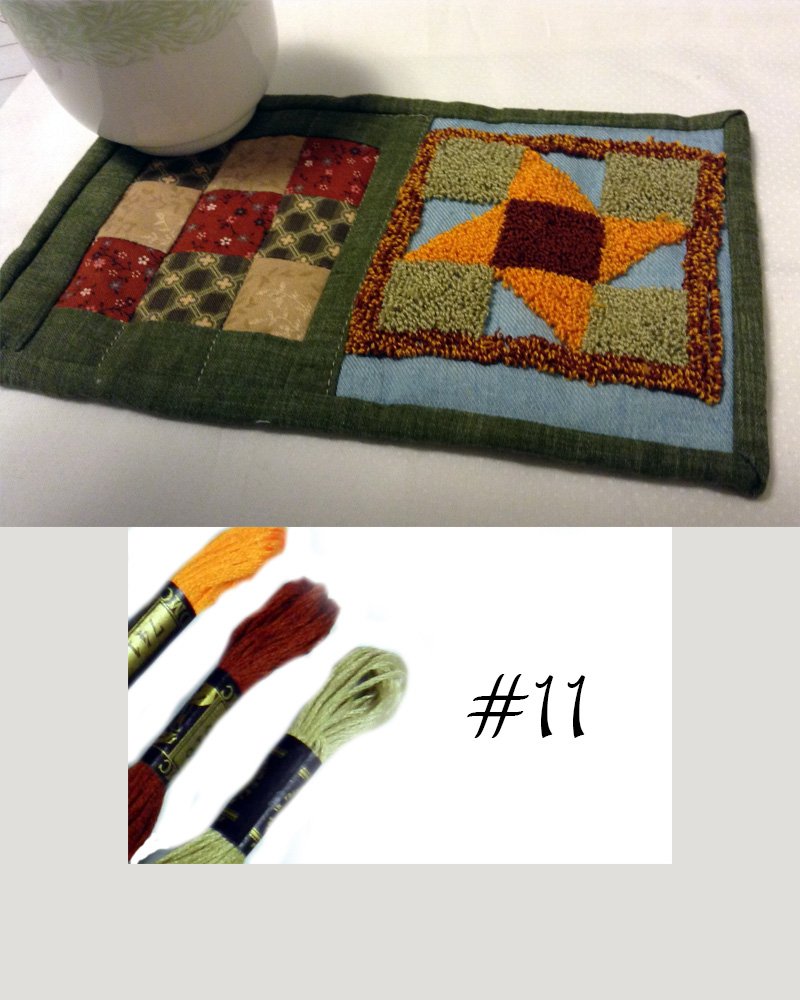 A needle punched mug rug