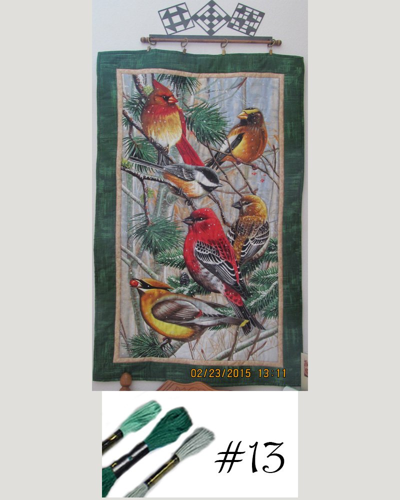 Wallhanging quilted with embroidery floss