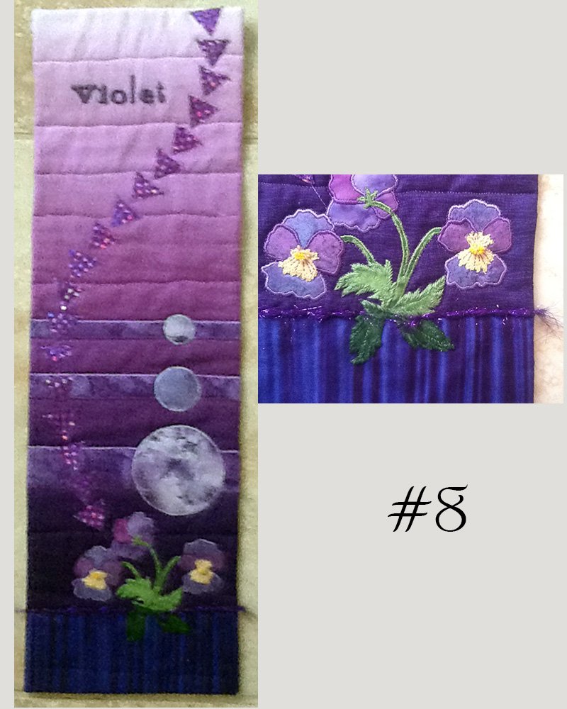 An embellished wall hanging. (sorry I didn’t take a “floss” shot, so I’ve included a detail of the embroidered portion)