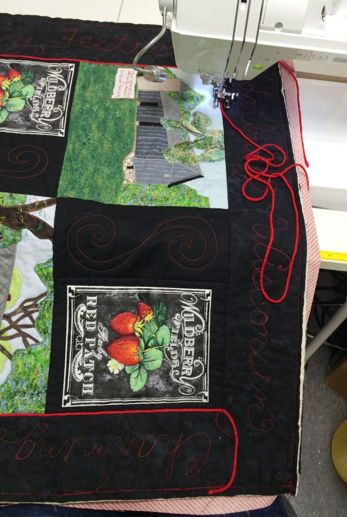 couching yarn on quilts